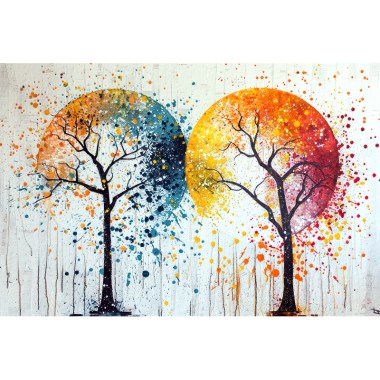 Twee bomen Art schilderij